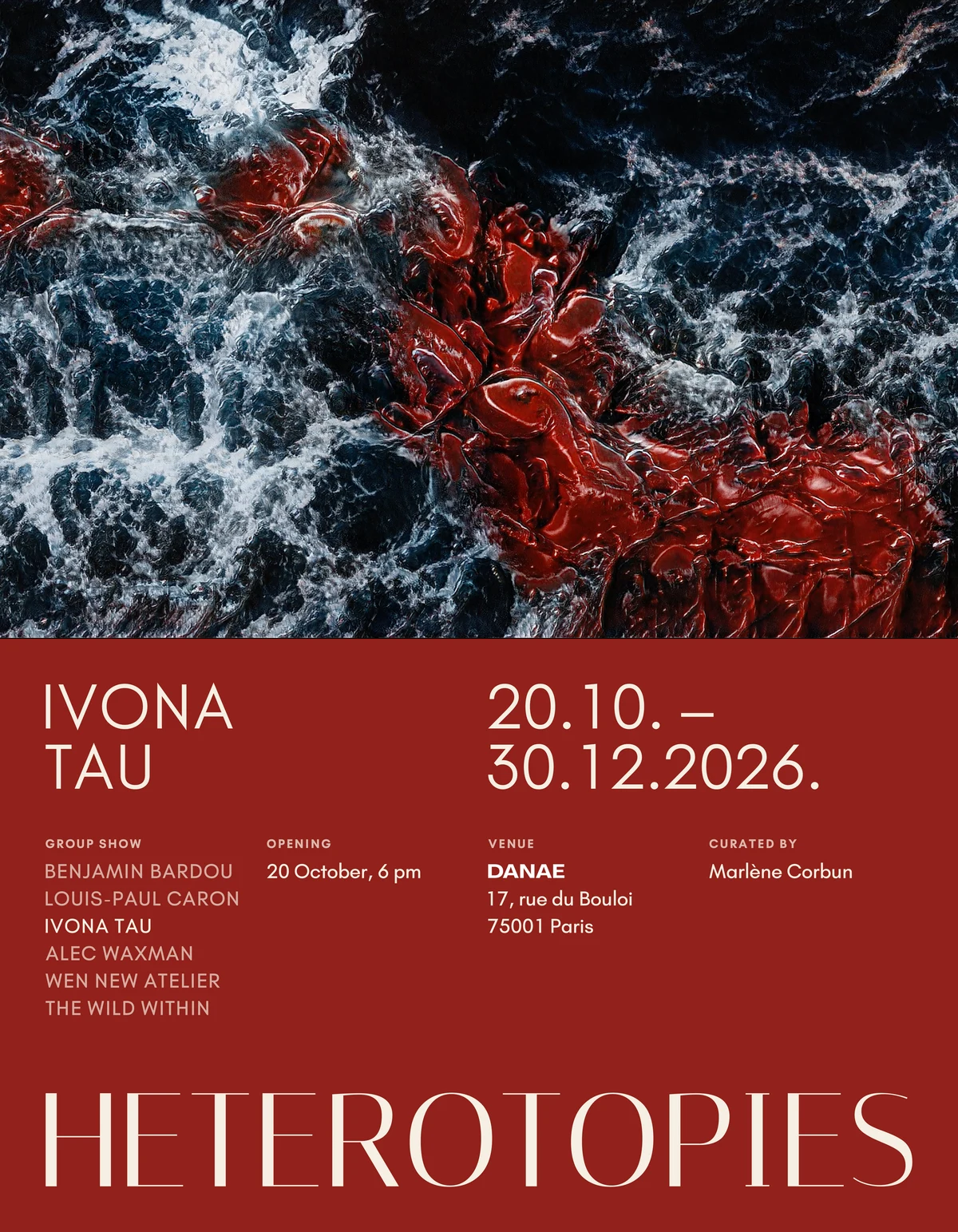 HETEROTOPIES exhibition poster featuring Ivona Tau